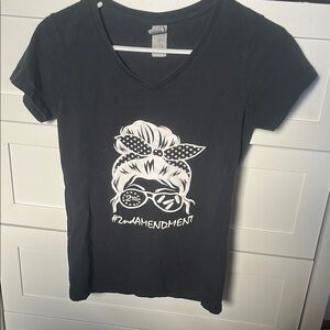 Black Graphic V-Neck T-Shirt